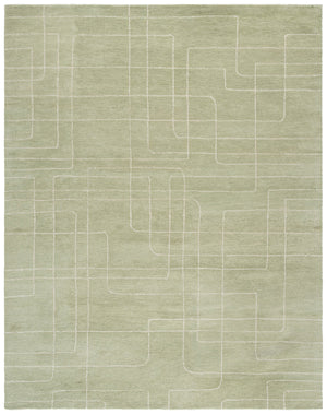 Safavieh Harvest Hand-Tufted Wool Round Rug In Sage — Soft Low Pile, Modern Geometric Style For Living Rooms 6'-0" x 6'-0" HVT801W-6R