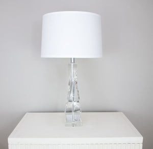 Zeugma Hy3030 Elegant Crystal Table Lamp With Pure White Silk Shade - Stylish Lighting For Any Space Clear Crystal  Hy3030 Crystal Lamp