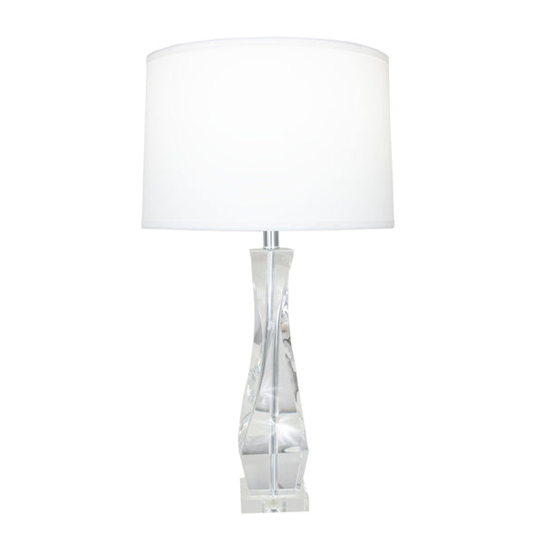 Zeugma Hy3030 Elegant Crystal Table Lamp With Pure White Silk Shade - Stylish Lighting For Any Space Clear Crystal  Hy3030 Crystal Lamp