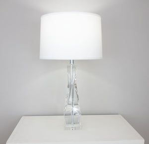 Zeugma Hy3030 Elegant Crystal Table Lamp With Pure White Silk Shade - Stylish Lighting For Any Space Clear Crystal  Hy3030 Crystal Lamp