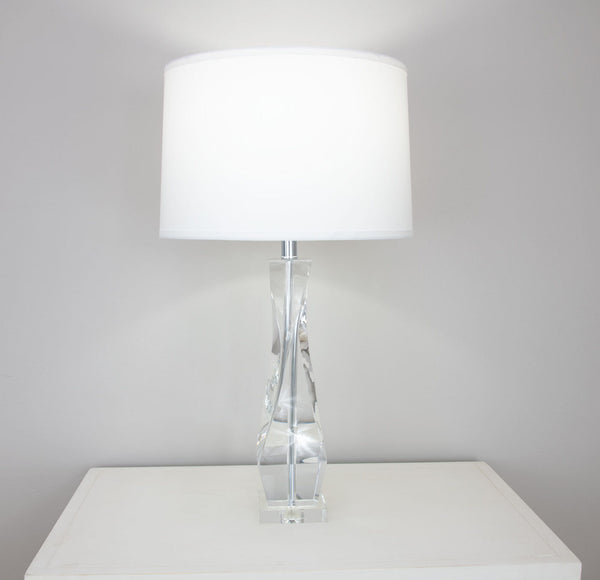 Zeugma Hy3030 Elegant Crystal Table Lamp With Pure White Silk Shade - Stylish Lighting For Any Space Clear Crystal  Hy3030 Crystal Lamp