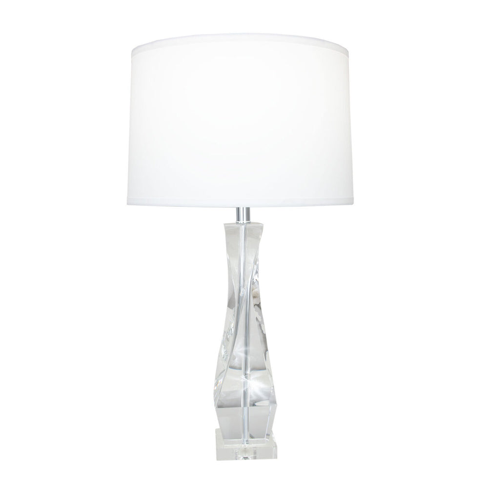 Zeugma Hy3030 Elegant Crystal Table Lamp With Pure White Silk Shade - Stylish Lighting For Any Space Clear Crystal  Hy3030 Crystal Lamp