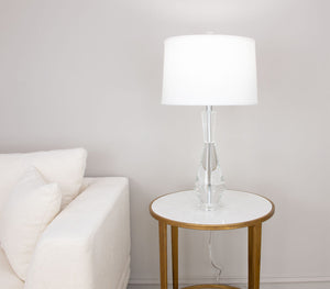 Zeugma Hy3031 Elegant Crystal Lamp With White Silk Shade – Modern Lighting For A Chic Home Decor Finish Clear Crystal  Hy3031 Crystal Lamp