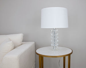 Zeugma Hy3032 Elegant Crystal Table Lamp With Pure White Silky Shade – Perfect For Any Room Decor Clear Crystal  Hy3032 Crystal Lamp