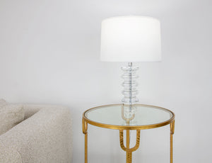 Zeugma Hy3032 Elegant Crystal Table Lamp With Pure White Silky Shade – Perfect For Any Room Decor Clear Crystal  Hy3032 Crystal Lamp