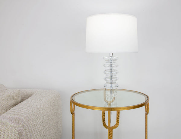 Zeugma Hy3032 Elegant Crystal Table Lamp With Pure White Silky Shade – Perfect For Any Room Decor Clear Crystal  Hy3032 Crystal Lamp