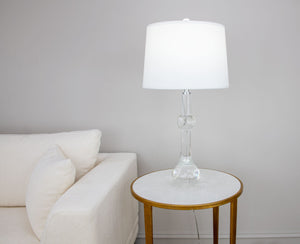 Zeugma Hy3033 Elegant Clear Crystal Lamp With French Wired Design And Pure White Silk Shade For Stylish Lighting Clear Crystal  Hy3033 Crystal Lamp