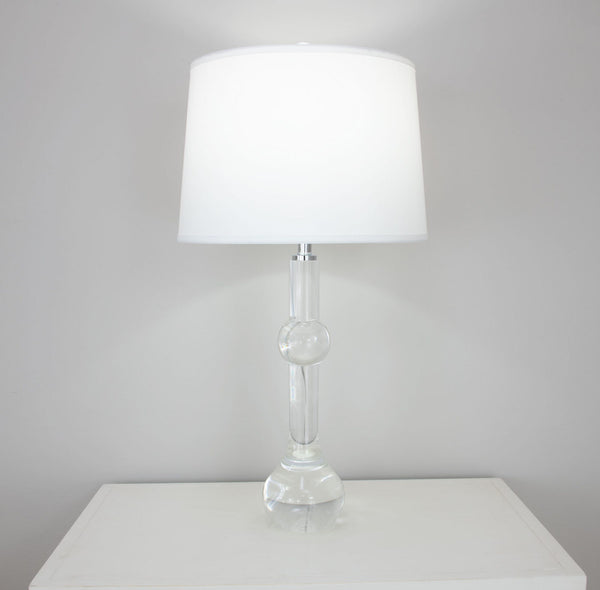 Zeugma Hy3033 Elegant Clear Crystal Lamp With French Wired Design And Pure White Silk Shade For Stylish Lighting Clear Crystal  Hy3033 Crystal Lamp