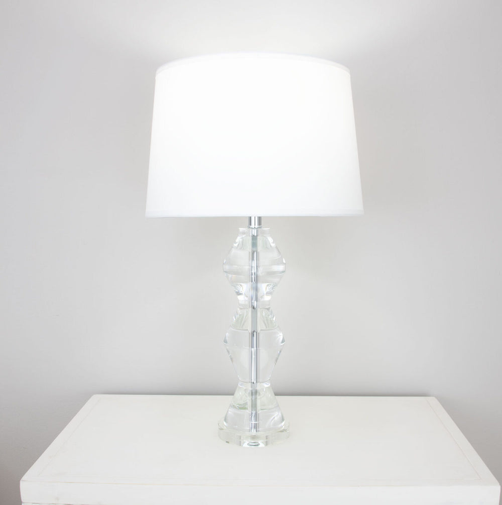 Zeugma Hy3035 Elegant Crystal Table Lamp With Silk Shade - 150w, Modern Design For Any Room Decor Clear Crystal  Hy3035 Crystal Lamp