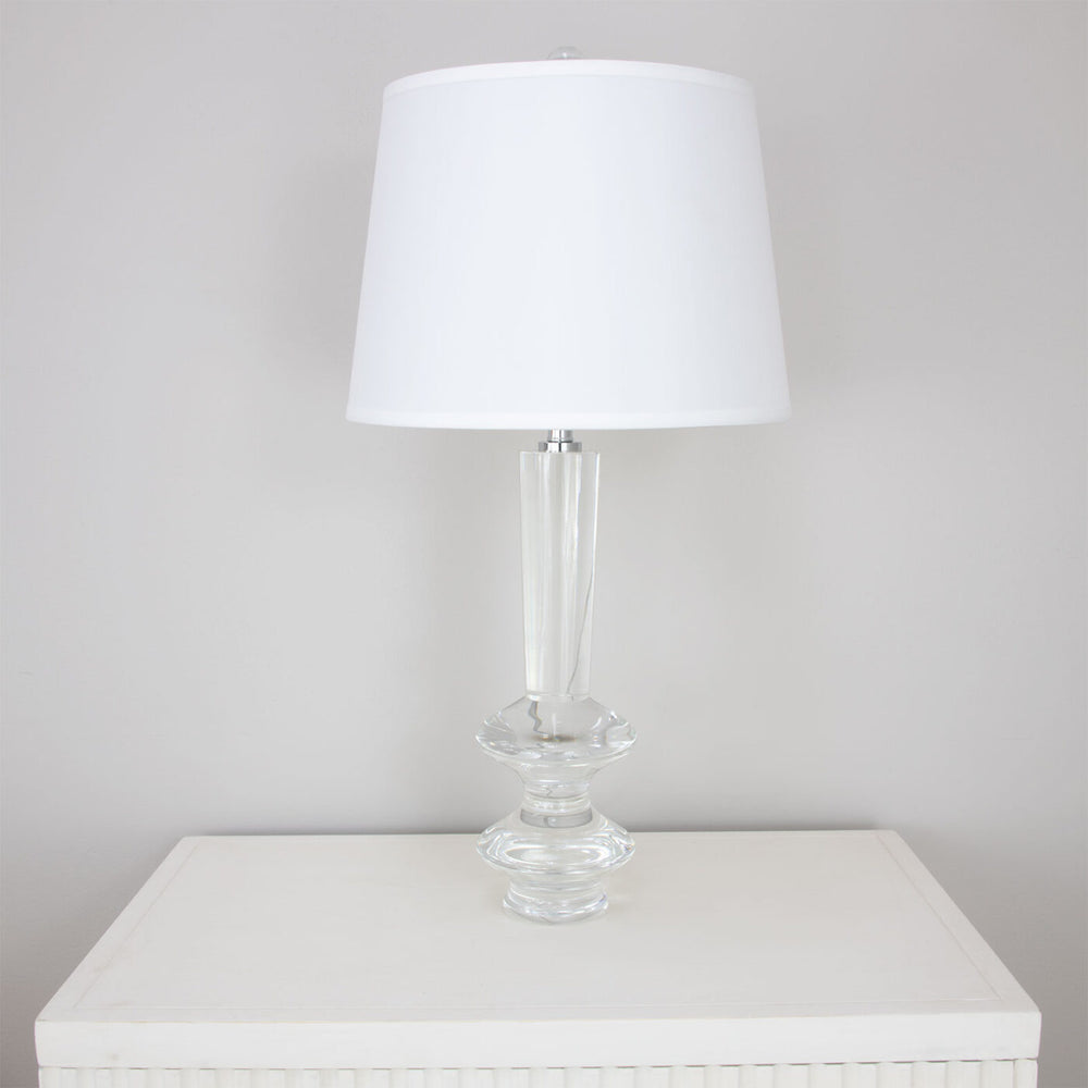 Zeugma Hy3036 Elegant Crystal Table Lamp With Pure White Silk Shade - 150w, Chic French Wired Design Clear Crystal  Hy3036 Crystal Lamp