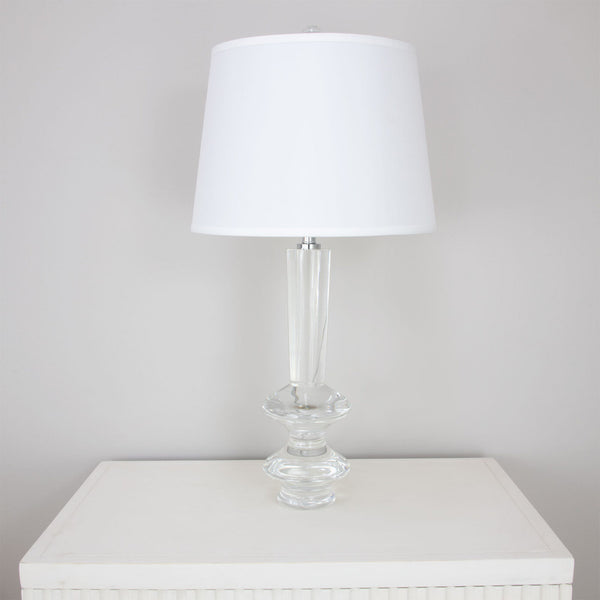Zeugma Hy3036 Elegant Crystal Table Lamp With Pure White Silk Shade - 150w, Chic French Wired Design Clear Crystal  Hy3036 Crystal Lamp