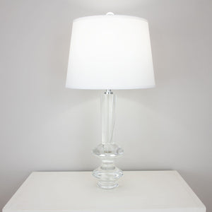 Zeugma Hy3036 Elegant Crystal Table Lamp With Pure White Silk Shade - 150w, Chic French Wired Design Clear Crystal  Hy3036 Crystal Lamp