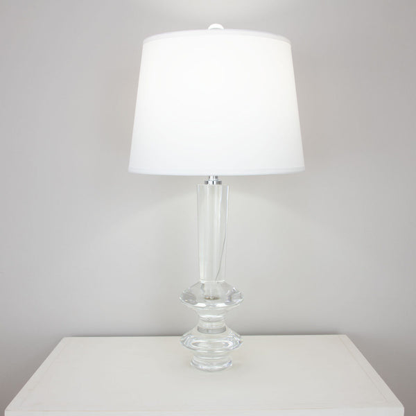 Zeugma Hy3036 Elegant Crystal Table Lamp With Pure White Silk Shade - 150w, Chic French Wired Design Clear Crystal  Hy3036 Crystal Lamp