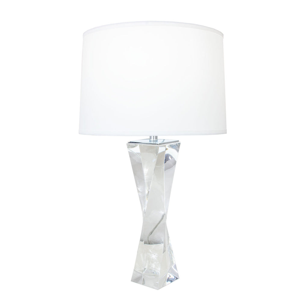 Zeugma Hy3038 Elegant Clear Crystal Table Lamp With French Wired Design & Pure White Silk Shade – 150w Clear Crystal  Hy3038 Crystal Lamp