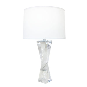 Zeugma Hy3038 Elegant Clear Crystal Table Lamp With French Wired Design & Pure White Silk Shade – 150w Clear Crystal  Hy3038 Crystal Lamp