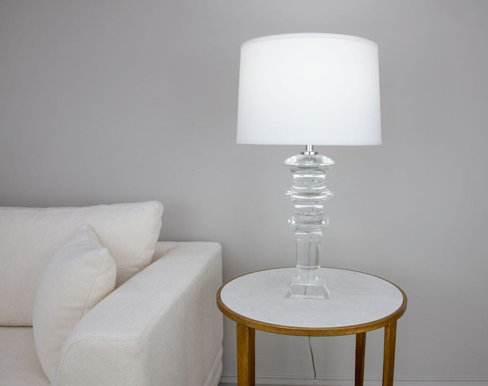 Zeugma Hy3039 Elegant Crystal Table Lamp With White Silk Shade - Chic French Wired Design For Any Space Clear Crystal  Hy3039 Crystal Lamp