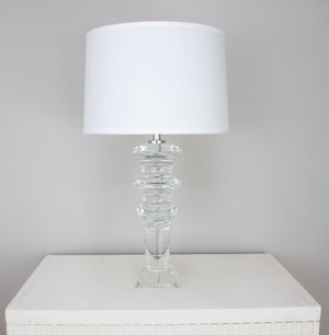 Zeugma Hy3039 Elegant Crystal Table Lamp With White Silk Shade - Chic French Wired Design For Any Space Clear Crystal  Hy3039 Crystal Lamp