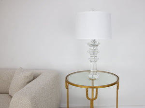 Zeugma Hy3039 Elegant Crystal Table Lamp With White Silk Shade - Chic French Wired Design For Any Space Clear Crystal  Hy3039 Crystal Lamp