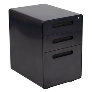 English Elm Wren Ergonomic 3-Drawer Mobile Filing Cabinet with Lock, Anti-Tilt Safety & Versatile Organization Options Black HZ-AP535-01-BK-GG