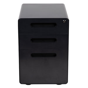 English Elm Wren Ergonomic 3-Drawer Mobile Filing Cabinet with Lock, Anti-Tilt Safety & Versatile Organization Options Black HZ-AP535-01-BK-GG