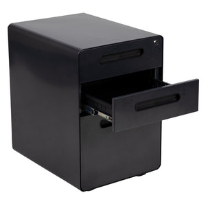 English Elm Wren Ergonomic 3-Drawer Mobile Filing Cabinet with Lock, Anti-Tilt Safety & Versatile Organization Options Black HZ-AP535-01-BK-GG