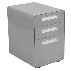 English Elm Wren Ergonomic 3-Drawer Mobile Filing Cabinet with Lock, Anti-Tilt Safety & Versatile Organization Options Gray HZ-AP535-01-GRY-GG