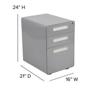 English Elm Wren Ergonomic 3-Drawer Mobile Filing Cabinet with Lock, Anti-Tilt Safety & Versatile Organization Options Gray HZ-AP535-01-GRY-GG