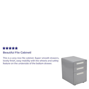 English Elm Wren Ergonomic 3-Drawer Mobile Filing Cabinet with Lock, Anti-Tilt Safety & Versatile Organization Options Gray HZ-AP535-01-GRY-GG