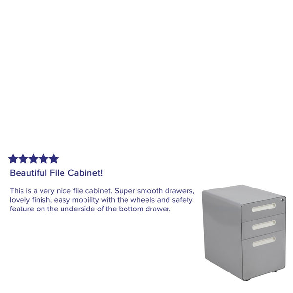 English Elm Wren Ergonomic 3-Drawer Mobile Filing Cabinet with Lock, Anti-Tilt Safety & Versatile Organization Options Gray HZ-AP535-01-GRY-GG