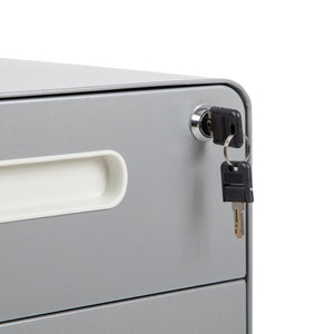 English Elm Wren Ergonomic 3-Drawer Mobile Filing Cabinet with Lock, Anti-Tilt Safety & Versatile Organization Options Gray HZ-AP535-01-GRY-GG