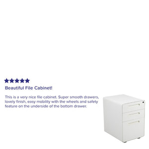 English Elm Wren Ergonomic 3-Drawer Mobile Filing Cabinet with Lock, Anti-Tilt Safety & Versatile Organization Options White HZ-AP535-01-W-GG