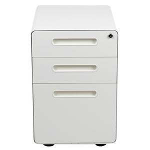 English Elm Wren Ergonomic 3-Drawer Mobile Filing Cabinet with Lock, Anti-Tilt Safety & Versatile Organization Options White HZ-AP535-01-W-GG