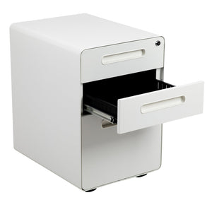 English Elm Wren Ergonomic 3-Drawer Mobile Filing Cabinet with Lock, Anti-Tilt Safety & Versatile Organization Options White HZ-AP535-01-W-GG
