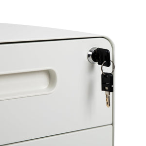 English Elm Wren Ergonomic 3-Drawer Mobile Filing Cabinet with Lock, Anti-Tilt Safety & Versatile Organization Options White HZ-AP535-01-W-GG