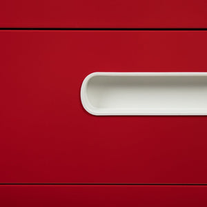 English Elm Wren Ergonomic 3-Drawer Mobile Filing Cabinet with Lock, Anti-Tilt Safety & Versatile Organization Options White and Red HZ-AP535-02-RED-WH-GG