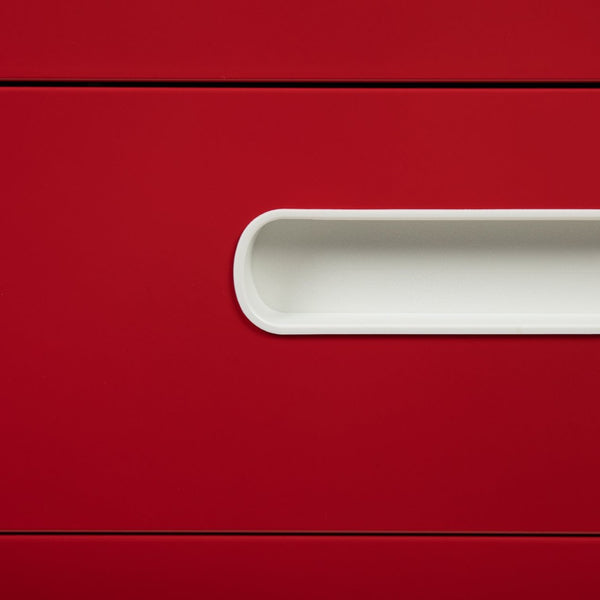 English Elm Wren Ergonomic 3-Drawer Mobile Filing Cabinet with Lock, Anti-Tilt Safety & Versatile Organization Options White and Red HZ-AP535-02-RED-WH-GG