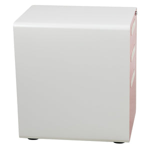 English Elm Wren Ergonomic 3-Drawer Mobile Filing Cabinet with Lock, Anti-Tilt Safety & Versatile Organization Options White and Red HZ-AP535-02-RED-WH-GG