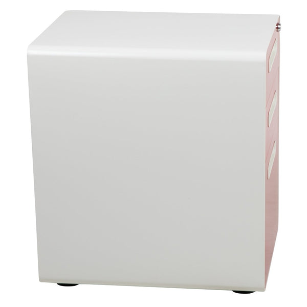 English Elm Wren Ergonomic 3-Drawer Mobile Filing Cabinet with Lock, Anti-Tilt Safety & Versatile Organization Options White and Red HZ-AP535-02-RED-WH-GG