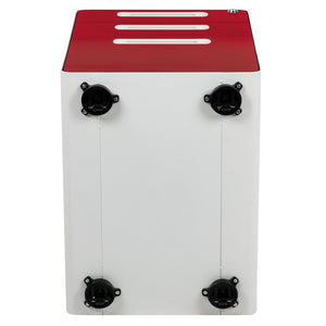 English Elm Wren Ergonomic 3-Drawer Mobile Filing Cabinet with Lock, Anti-Tilt Safety & Versatile Organization Options White and Red HZ-AP535-02-RED-WH-GG