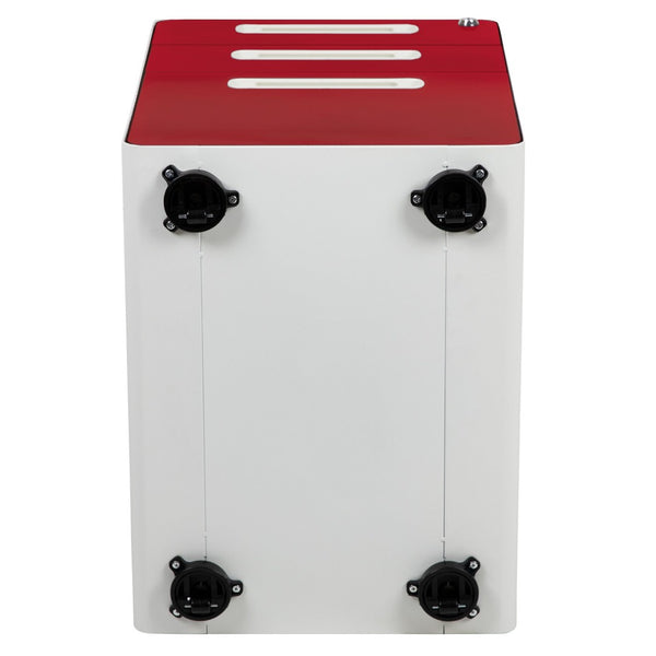 English Elm Wren Ergonomic 3-Drawer Mobile Filing Cabinet with Lock, Anti-Tilt Safety & Versatile Organization Options White and Red HZ-AP535-02-RED-WH-GG