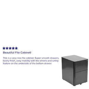 English Elm Warner Modern 3-Drawer Mobile Filing Cabinet with Locking Drawer & Anti-Tilt Safety for Offices Black HZ-CHPL-01-BK-GG