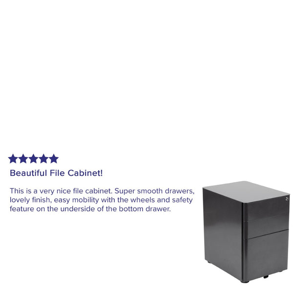 English Elm Warner Modern 3-Drawer Mobile Filing Cabinet with Locking Drawer & Anti-Tilt Safety for Offices Black HZ-CHPL-01-BK-GG