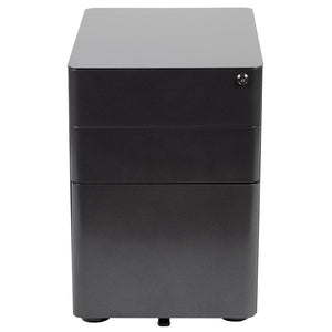 English Elm Warner Modern 3-Drawer Mobile Filing Cabinet with Locking Drawer & Anti-Tilt Safety for Offices Black HZ-CHPL-01-BK-GG