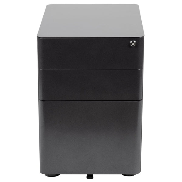 English Elm Warner Modern 3-Drawer Mobile Filing Cabinet with Locking Drawer & Anti-Tilt Safety for Offices Black HZ-CHPL-01-BK-GG