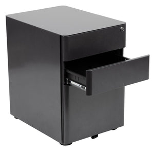 English Elm Warner Modern 3-Drawer Mobile Filing Cabinet with Locking Drawer & Anti-Tilt Safety for Offices Black HZ-CHPL-01-BK-GG
