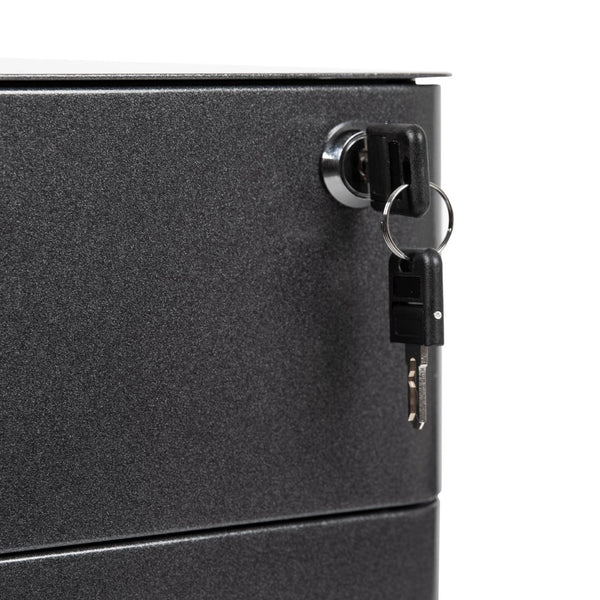 English Elm Warner Modern 3-Drawer Mobile Filing Cabinet with Locking Drawer & Anti-Tilt Safety for Offices Black HZ-CHPL-01-BK-GG