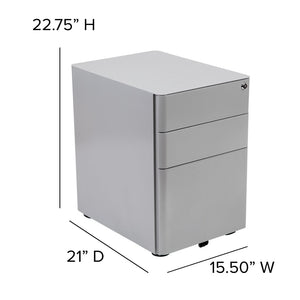 English Elm Warner Modern 3-Drawer Mobile Filing Cabinet with Locking Drawer & Anti-Tilt Safety for Offices Gray HZ-CHPL-01-GRY-GG