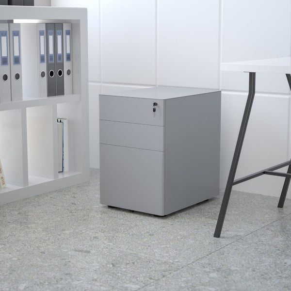 English Elm Warner Modern 3-Drawer Mobile Filing Cabinet with Locking Drawer & Anti-Tilt Safety for Offices Gray HZ-CHPL-01-GRY-GG