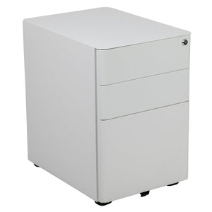 English Elm Warner Modern 3-Drawer Mobile Filing Cabinet with Locking Drawer & Anti-Tilt Safety for Offices White HZ-CHPL-01-W-GG