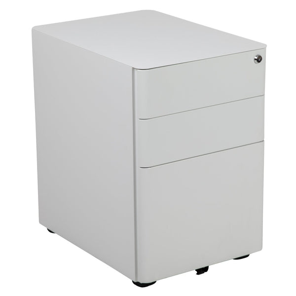 English Elm Warner Modern 3-Drawer Mobile Filing Cabinet with Locking Drawer & Anti-Tilt Safety for Offices White HZ-CHPL-01-W-GG